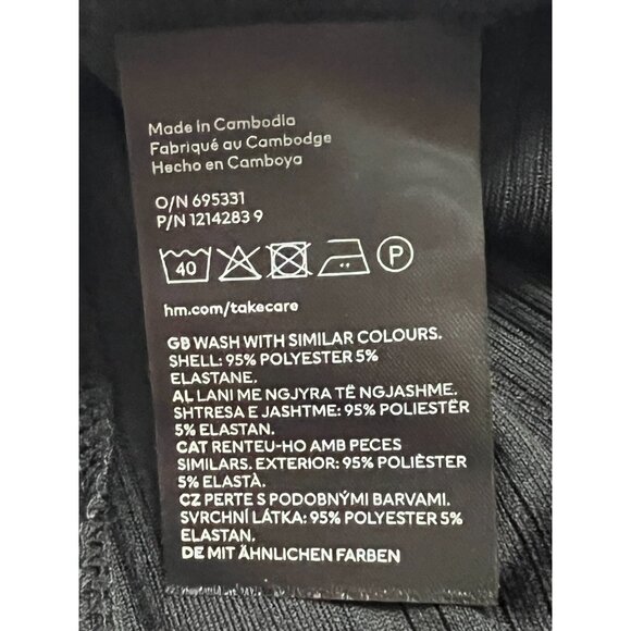 H&M Black Ribbed Maxi Dress Size Small Button Front Collared L/S Minimalist - Picture 10 of 16